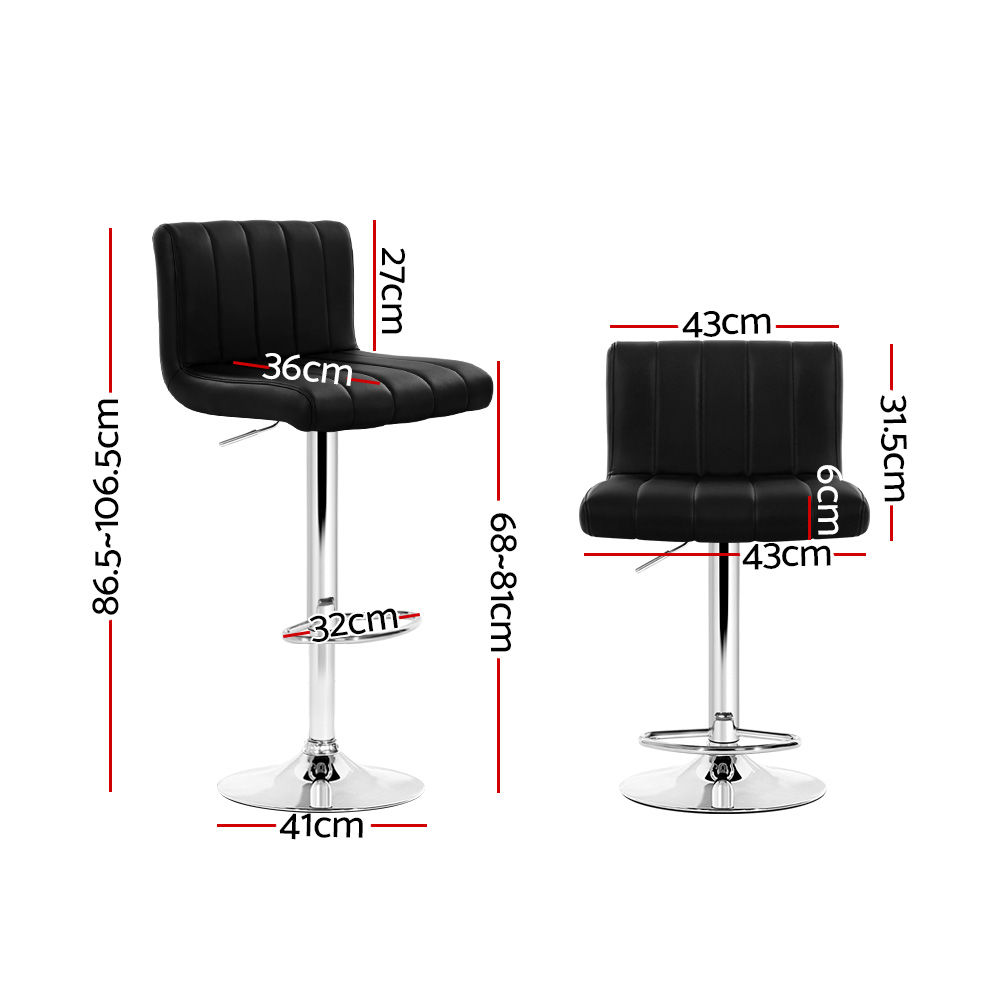 Artiss Como Gas Lift Bar Stools Black, Single or Pair view 2
