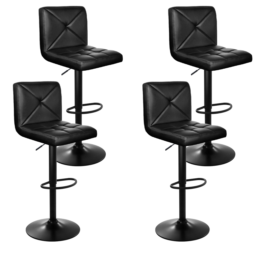 Artiss 4x Bar Stools Gas Lift Leather Swivel Black