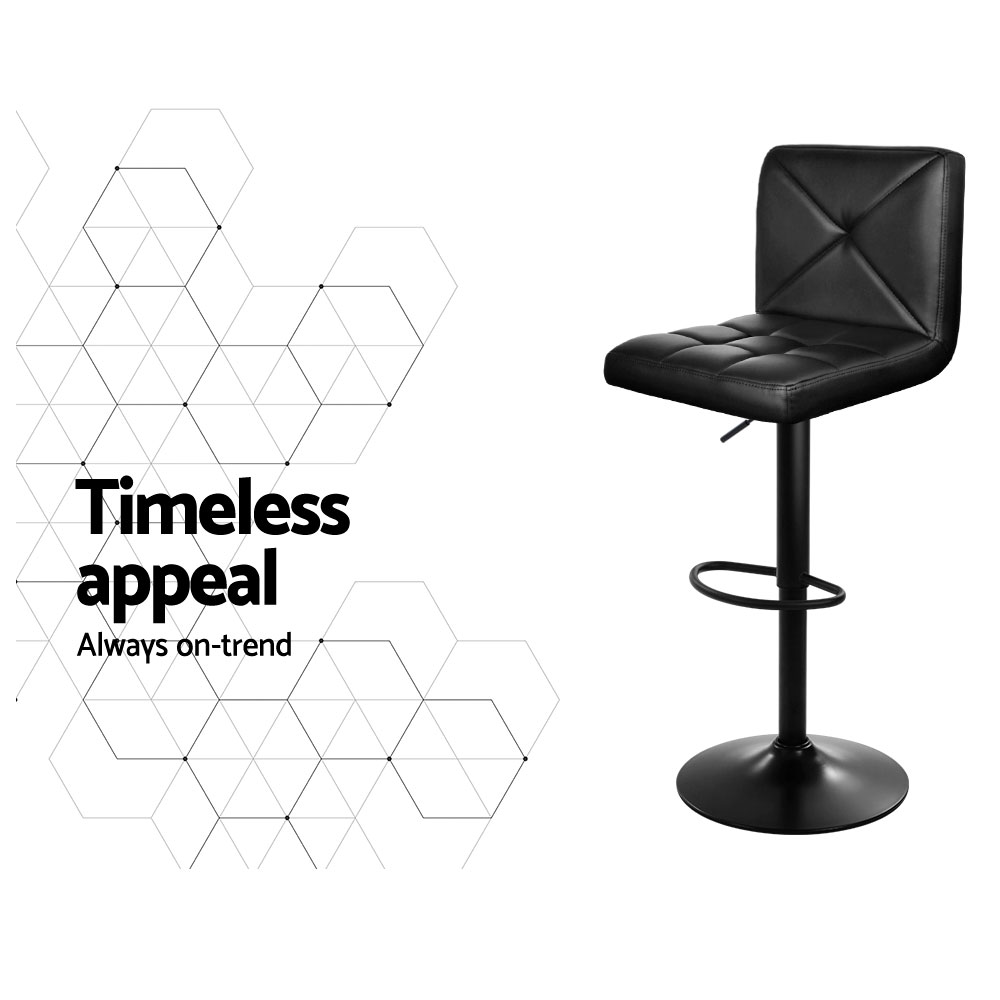 Artiss 4x Bar Stools Gas Lift Leather Swivel Black view 4