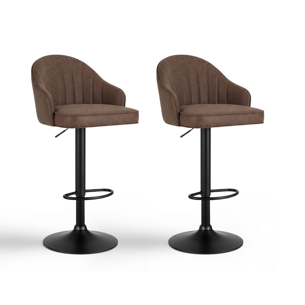 Artiss Bar Stools Shell PU Leather Brown, Set of 2 or 4