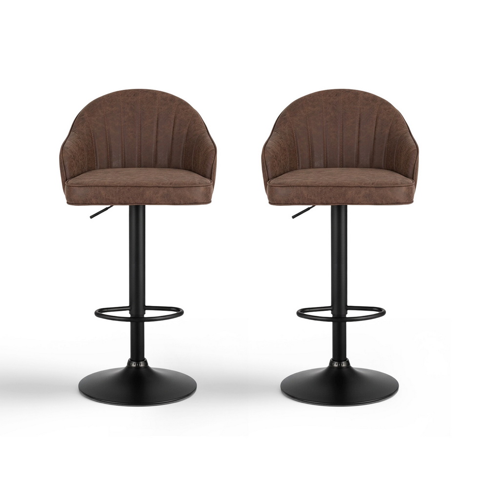 Artiss Bar Stools Shell PU Leather Brown, Set of 2 or 4 view 3