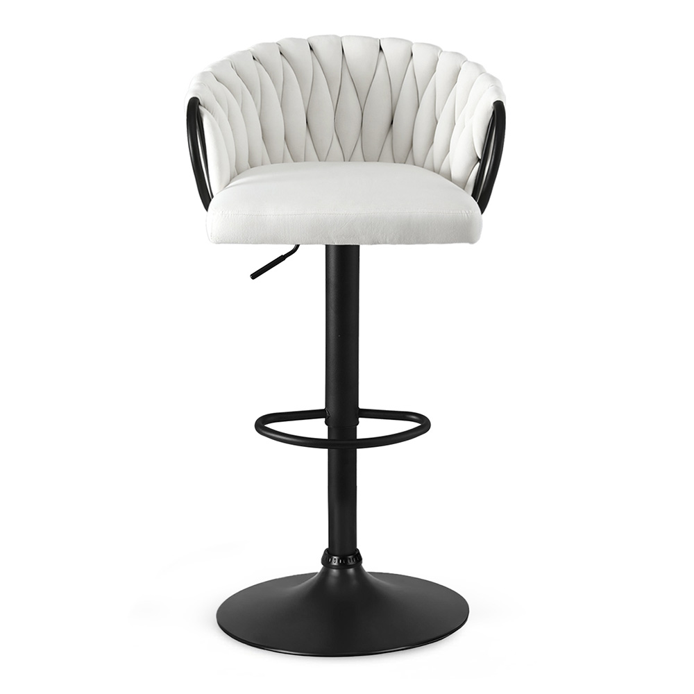 Artiss Woven Velvet Bar Stool in Ivory view 3