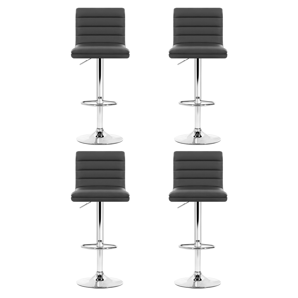 Artiss PU Leather Bar Stools Set of 4 Grey Chrome view 3