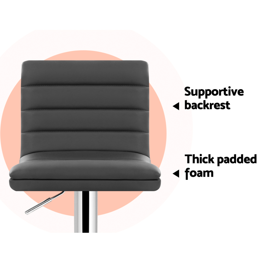 Artiss PU Leather Bar Stools Set of 4 Grey Chrome view 4