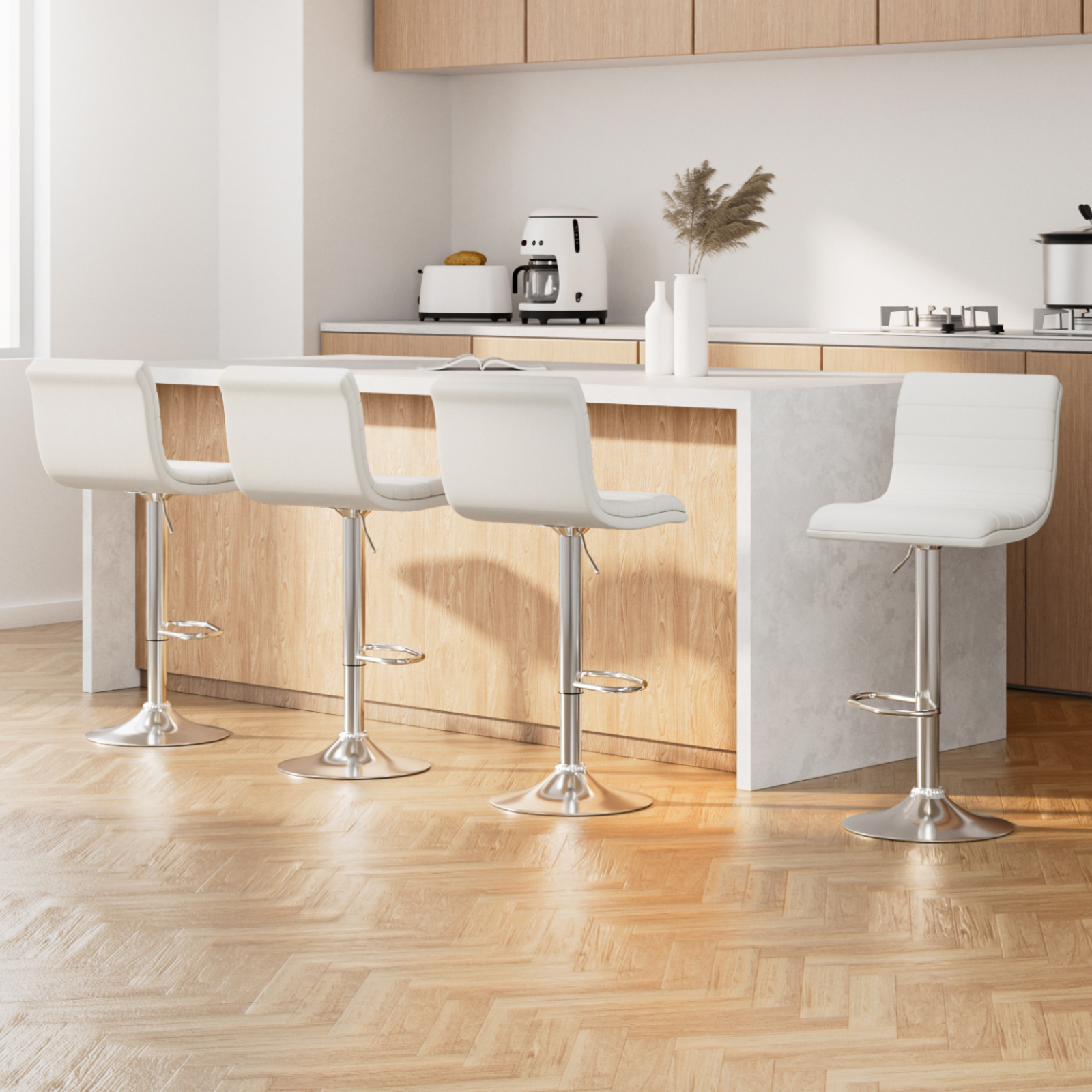 Artiss Padded Leather Gas Lift Bar Stools in Multiple Colours view 2
