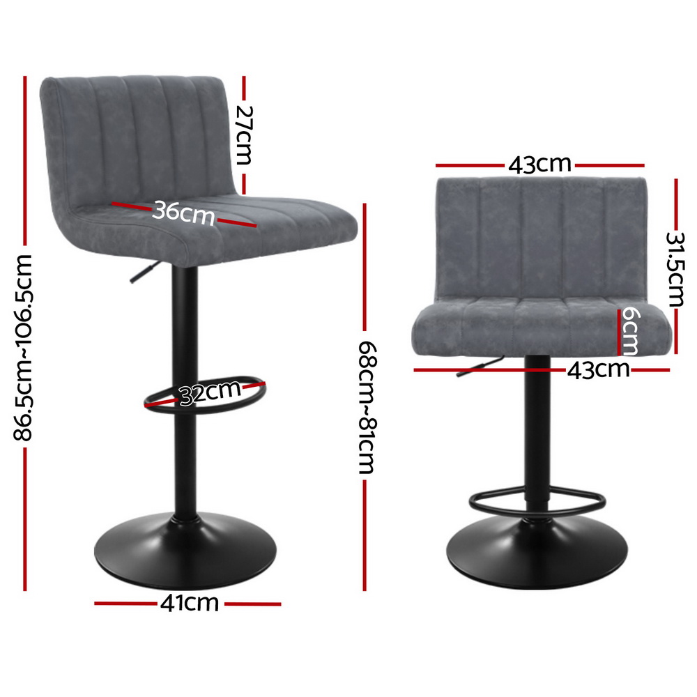 Artiss 4x Como Vintage Grey Bar Stools with Gas Lift view 2
