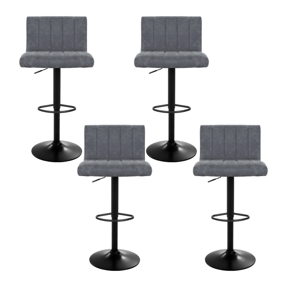 Artiss 4x Como Vintage Grey Bar Stools with Gas Lift view 3