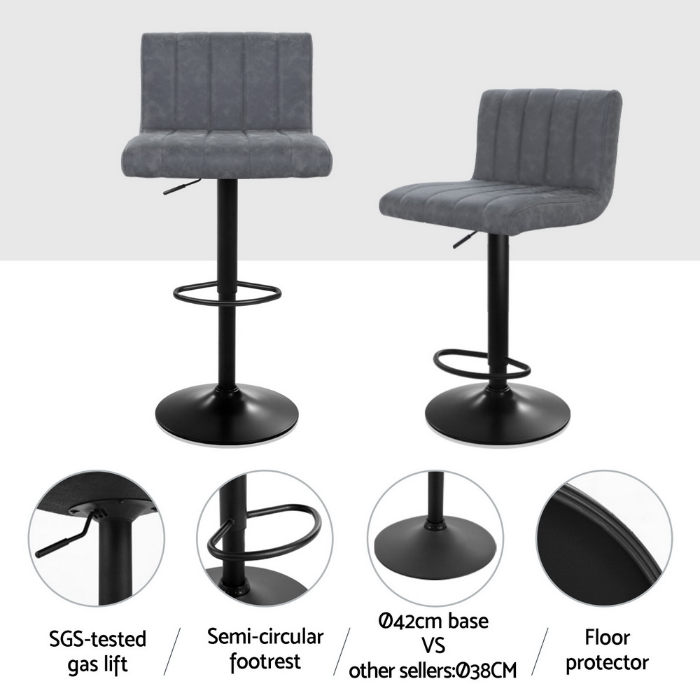 Artiss 4x Como Vintage Grey Bar Stools with Gas Lift view 4