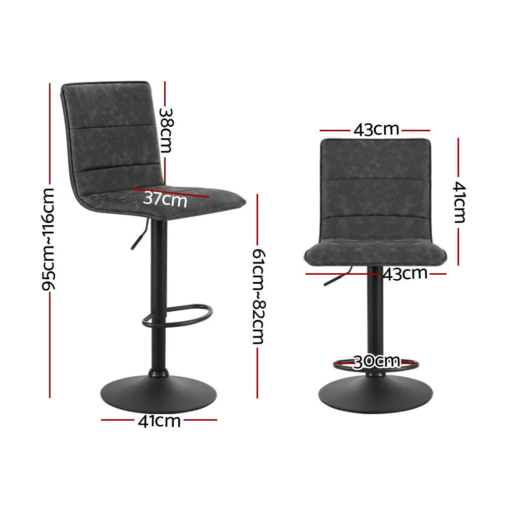 Artiss Vintage Leather Bar Stools Grey Set of 2 view 2