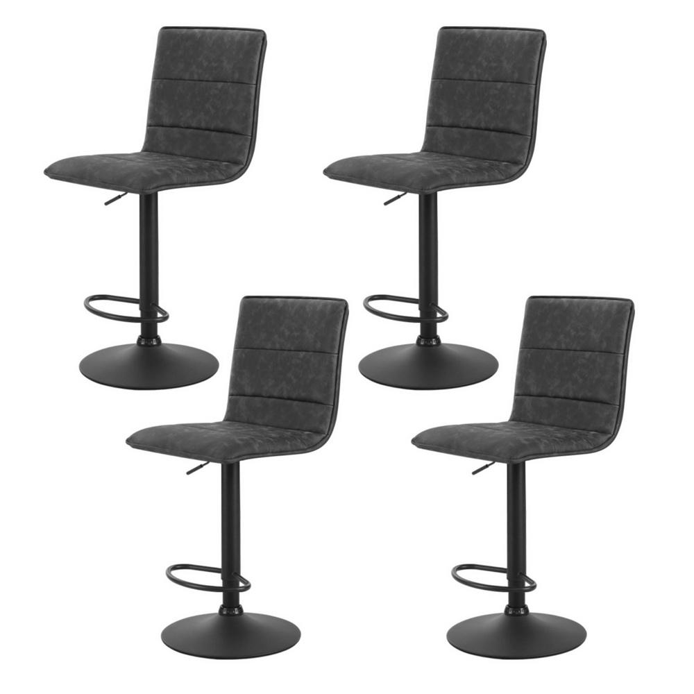 Artiss 4x Como Bar Stools Gas Lift Vintage Leather Grey