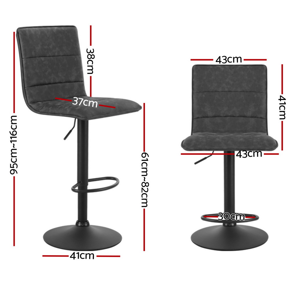 Artiss 4x Como Bar Stools Gas Lift Vintage Leather Grey view 2