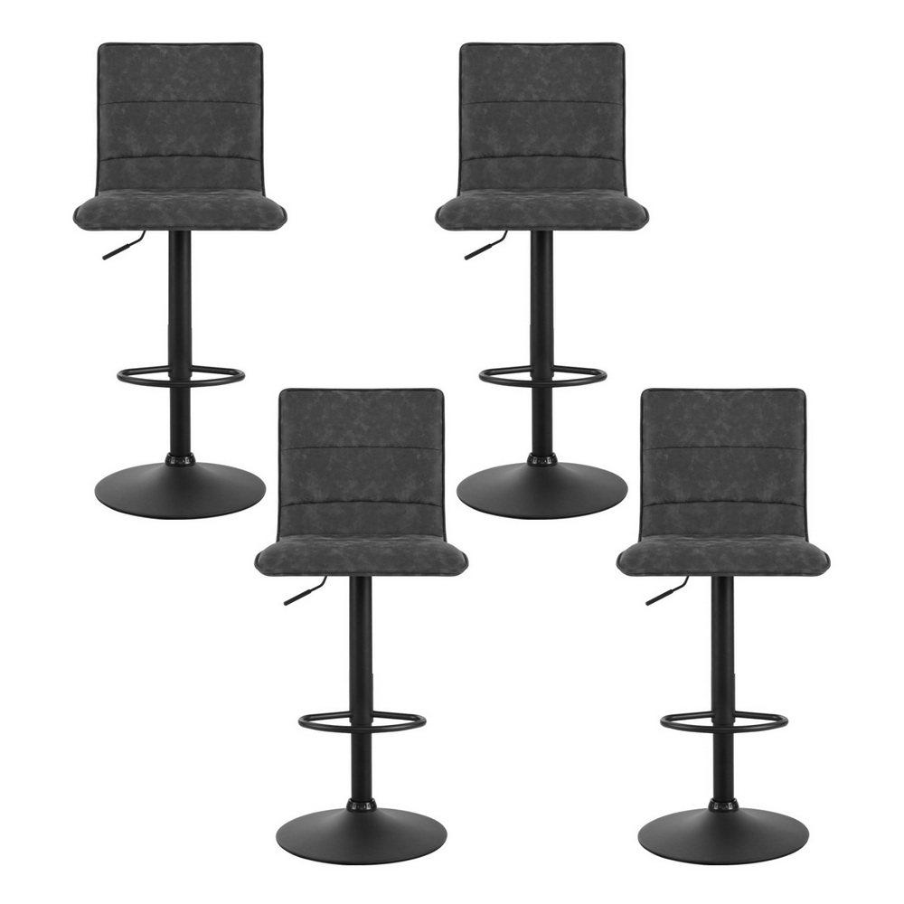 Artiss 4x Como Bar Stools Gas Lift Vintage Leather Grey view 3