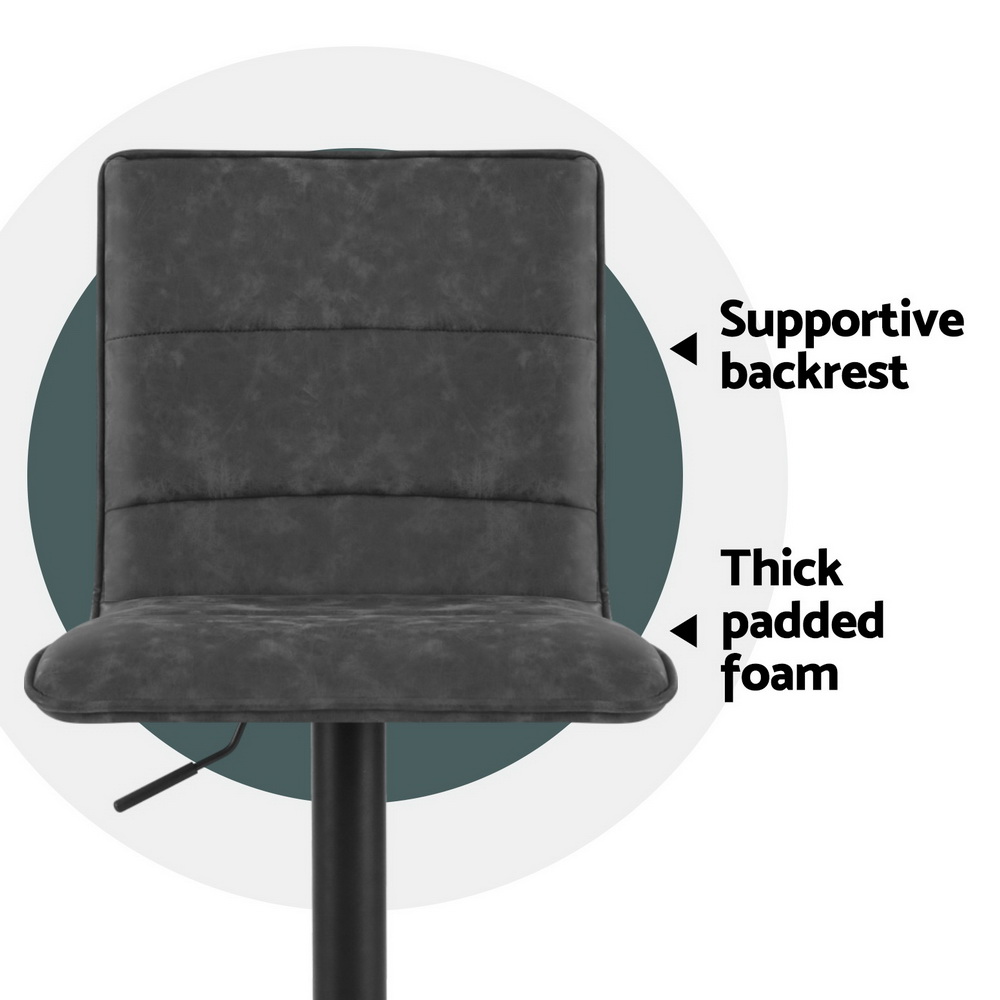 Artiss 4x Como Bar Stools Gas Lift Vintage Leather Grey view 5