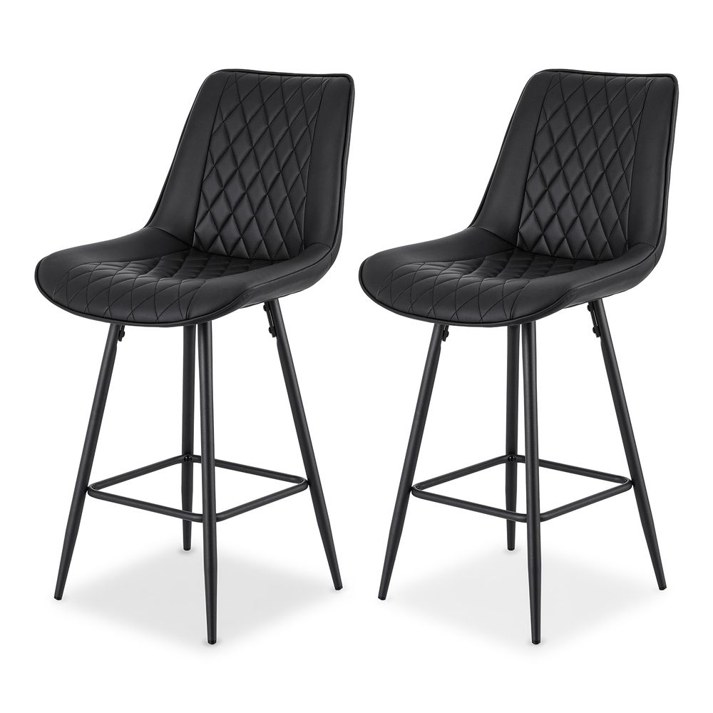 Artiss Bar Stools Diamond PU Leather Black, Set of 2 or 4