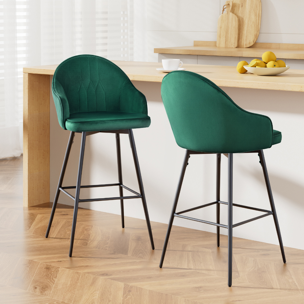 Artiss Mesial Bar Stools Velvet Green