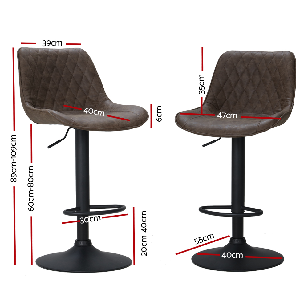 Artiss Rushal Vintage Leather Bar Stools in 2 Colours view 2