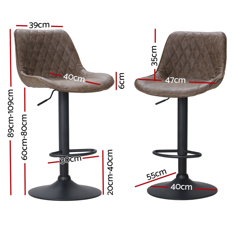 Artiss 4x Rushal Bar Stools Gas Lift Vintage Leather view 2