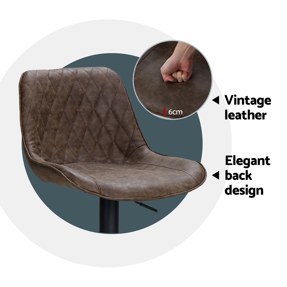 Artiss 4x Rushal Bar Stools Gas Lift Vintage Leather view 5