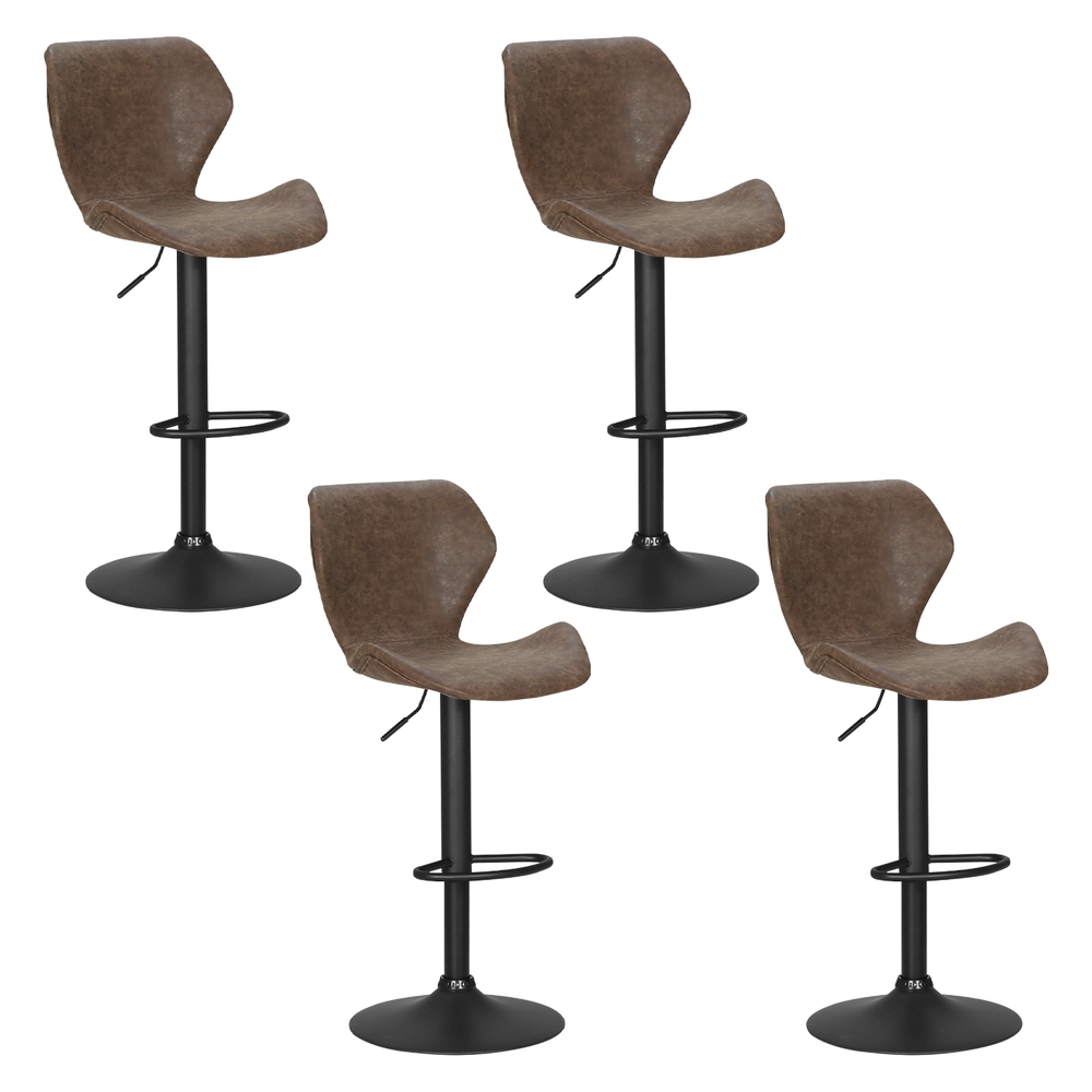 Artiss 4x Frawley Bar Stools Vintage Leather Gas Lift Brown