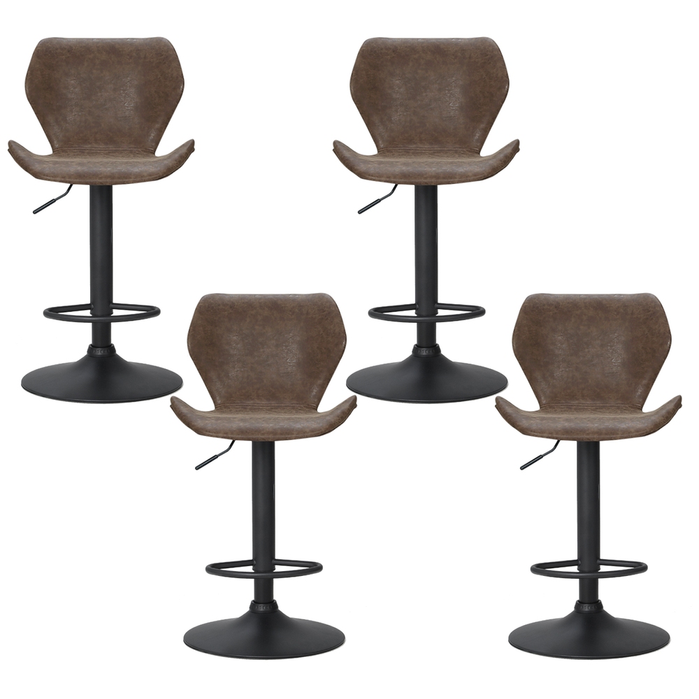 Artiss 4x Frawley Bar Stools Vintage Leather Gas Lift Brown view 3