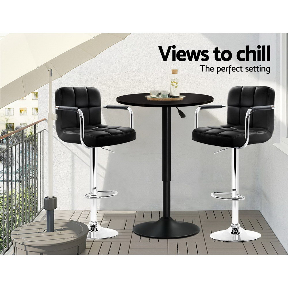 Artiss Round Bar Table, Adjustable Height, 2 Colours view 4