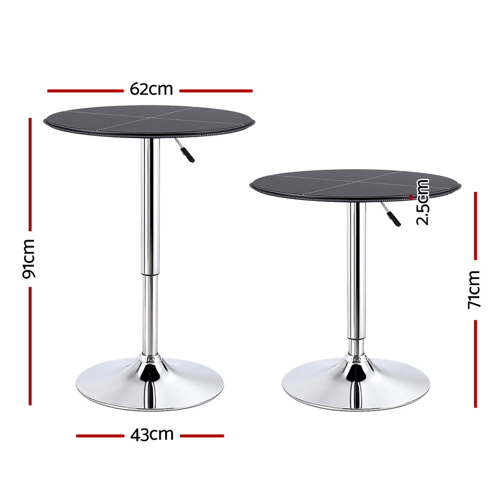 Artiss Swivel Bar Table, PVC Leather, 62cm Round view 2