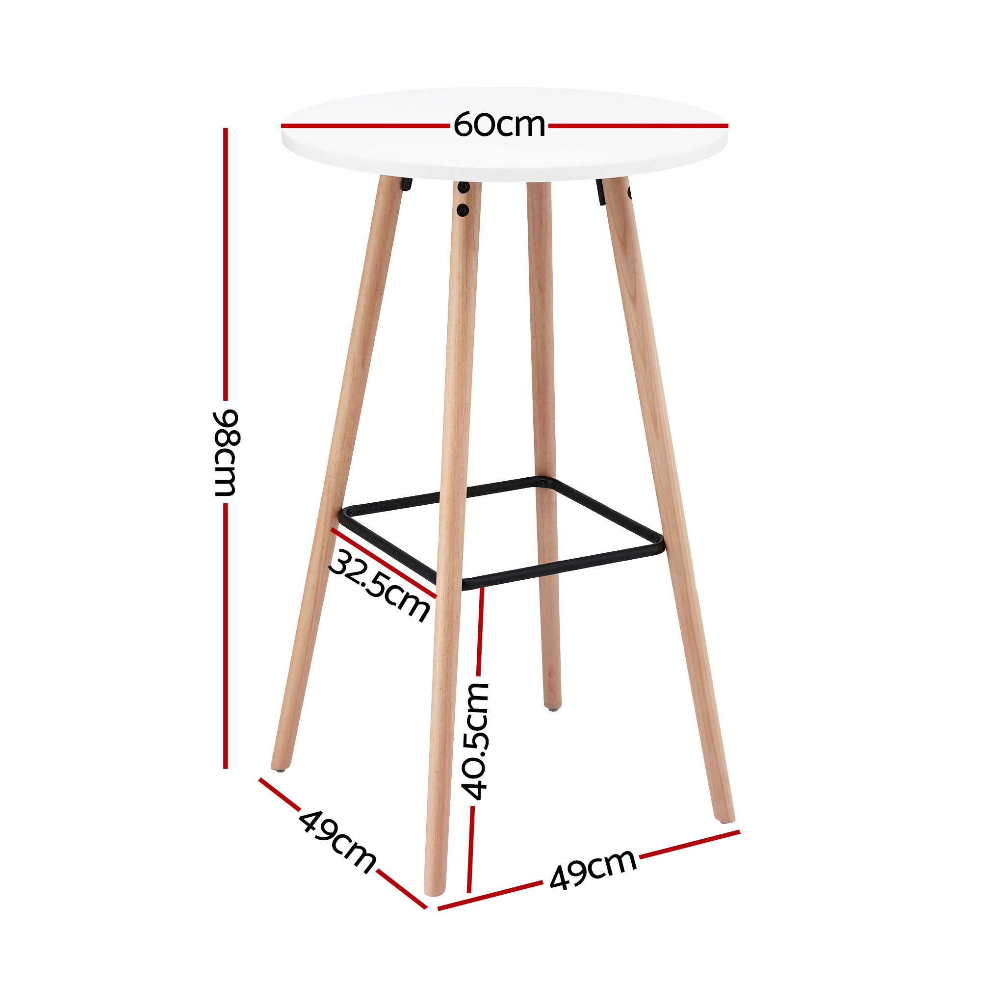 Artiss Round Bar Table 98cm White view 2