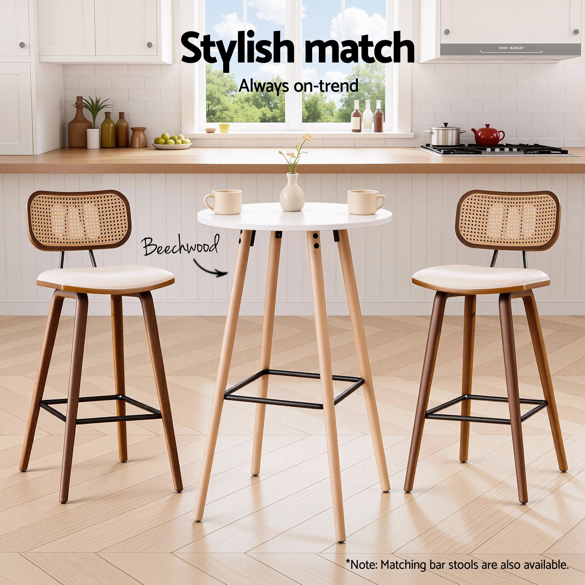 Artiss Round Bar Table 98cm White view 4