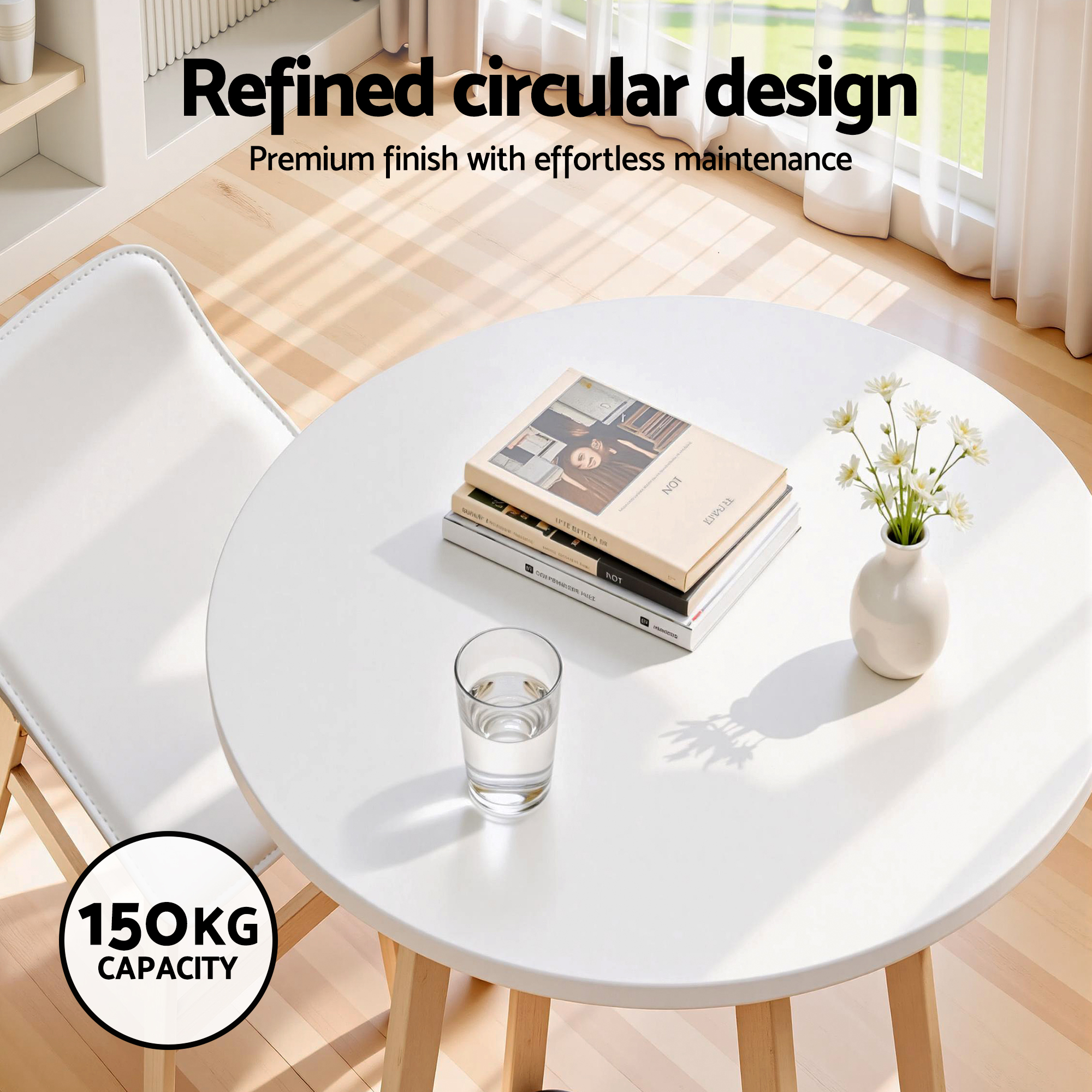 Artiss Round Bar Table 98cm White view 5