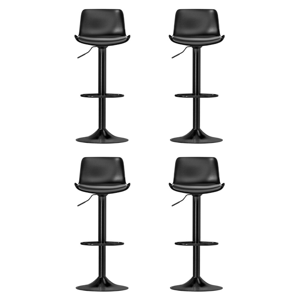 Artiss 4x Fynn Bar Stools Padded Seat Gas Lift Black view 3