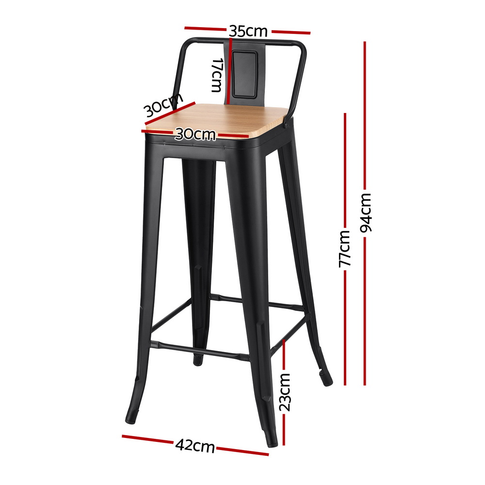 Artiss Bar Stools Stackable Metal Black, Set of 2 or 4 view 2