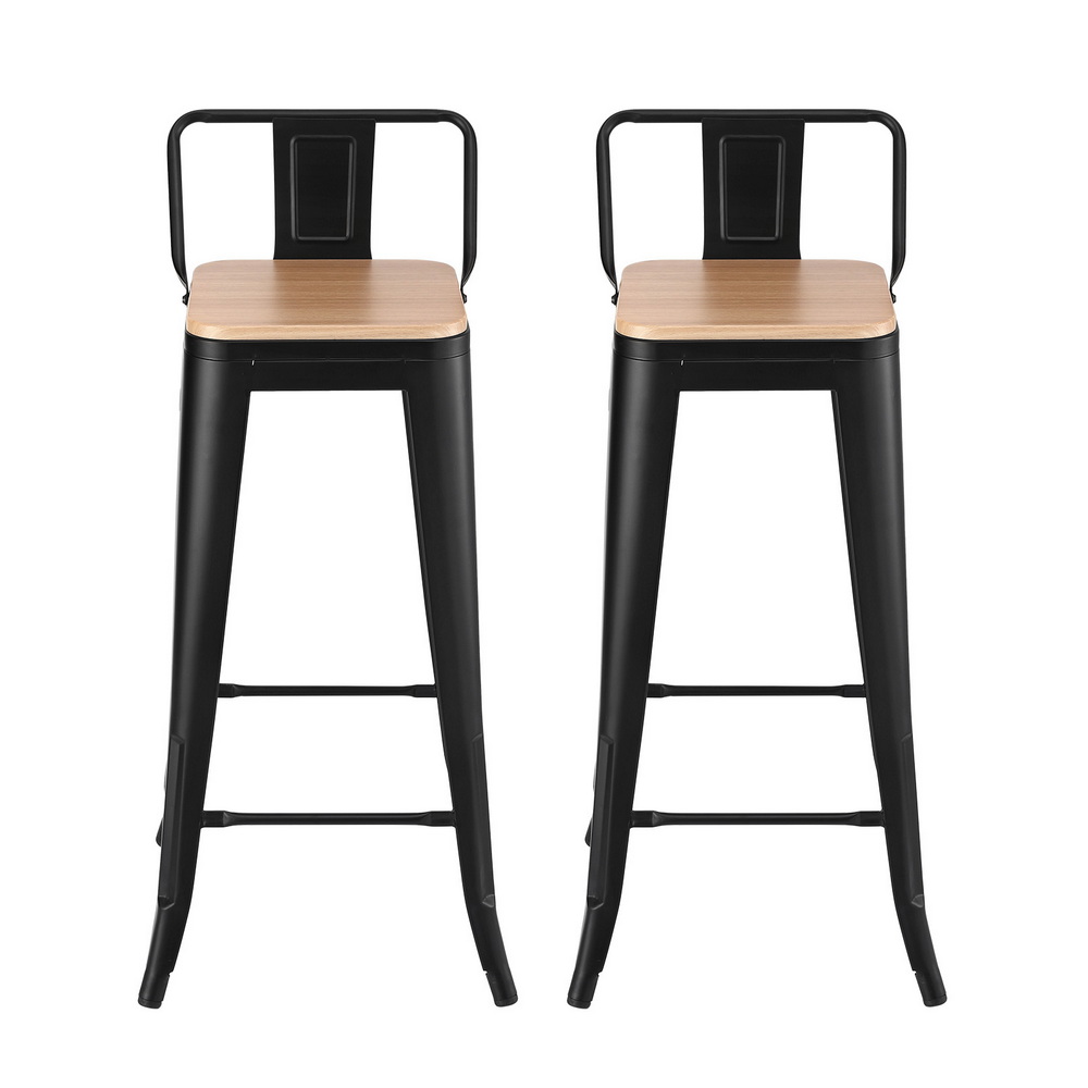 Artiss Bar Stools Stackable Metal Black, Set of 2 or 4 view 3