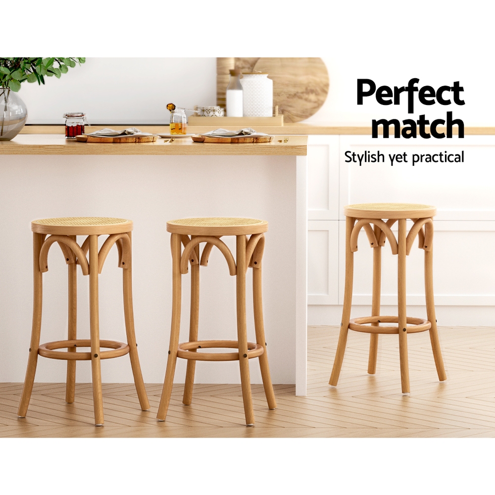 Artiss Apri Rattan Bar Stool Wooden Frame view 3