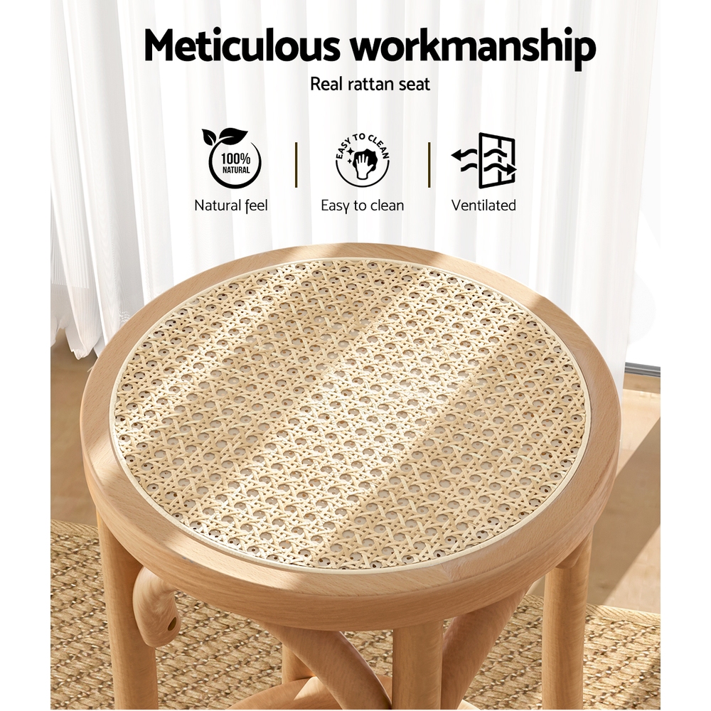 Artiss Apri Rattan Bar Stool Wooden Frame view 4