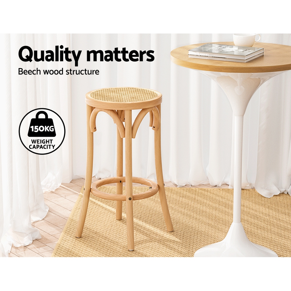 Artiss Apri Rattan Bar Stool Wooden Frame view 5