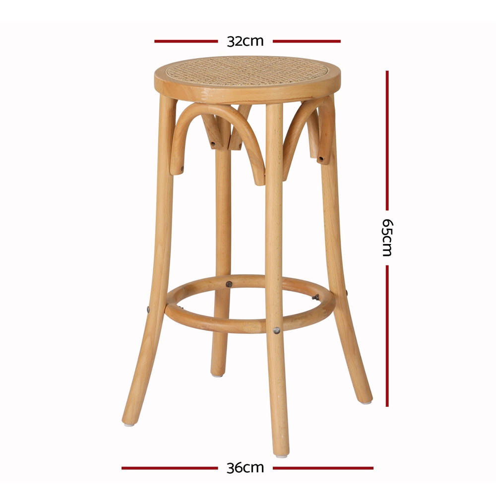 Artiss 4x Wooden Bar Stools Rattan Seat view 2