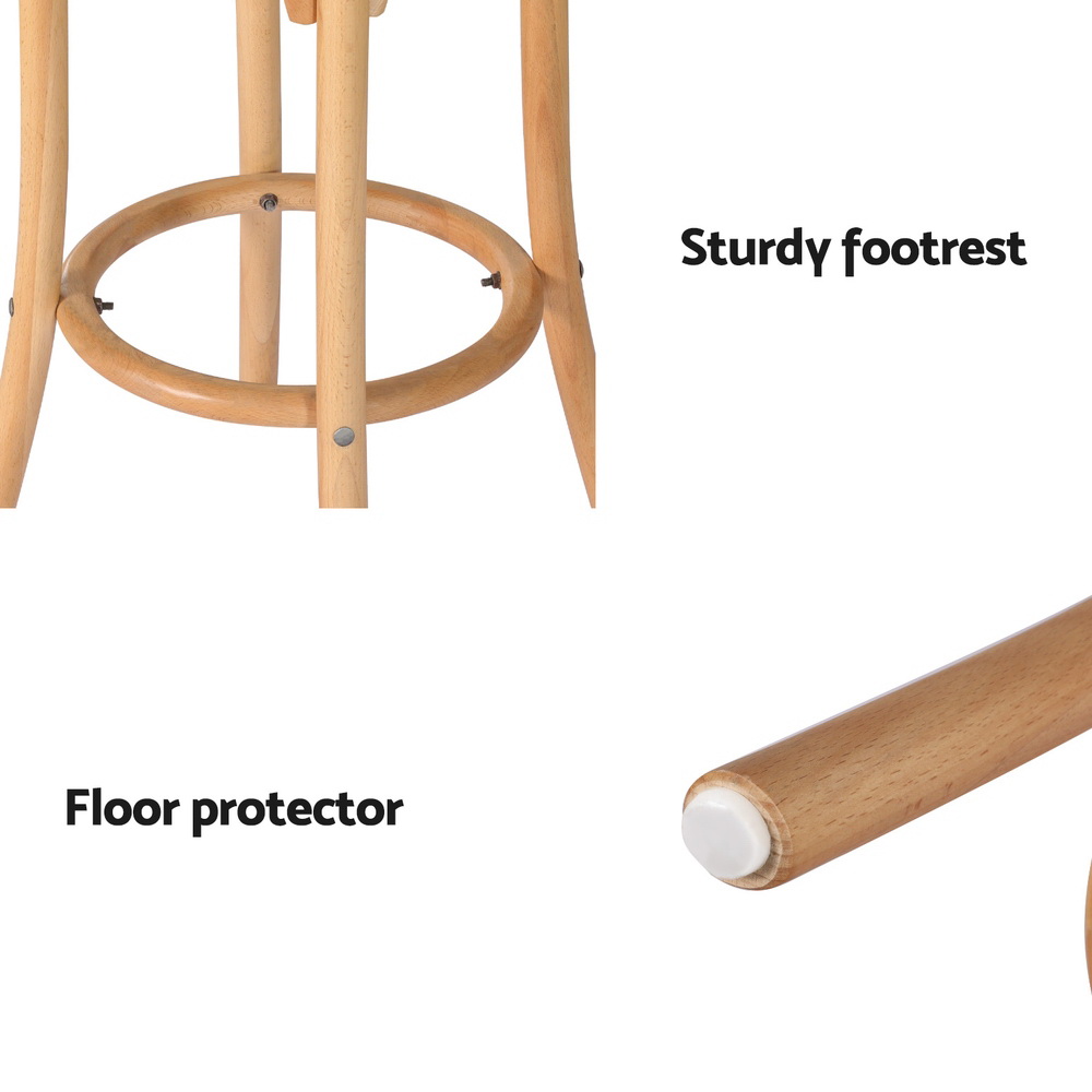 Artiss 4x Wooden Bar Stools Rattan Seat view 5