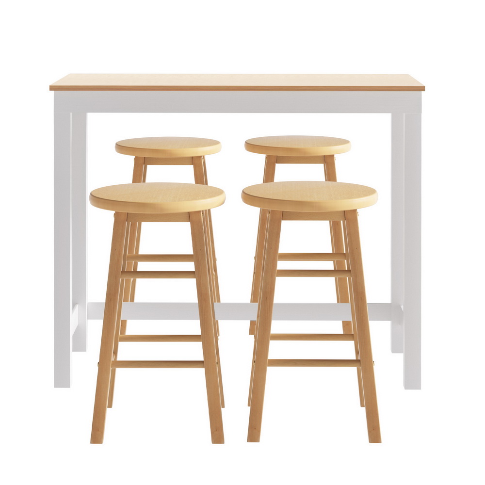Artiss Bar Table and Stools Set, Solid Beech Wood view 4