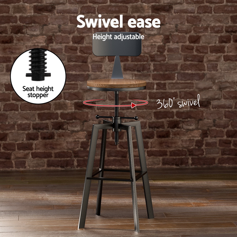 Artiss Industrial Bar Table and Stools Set, Elm Wood view 5
