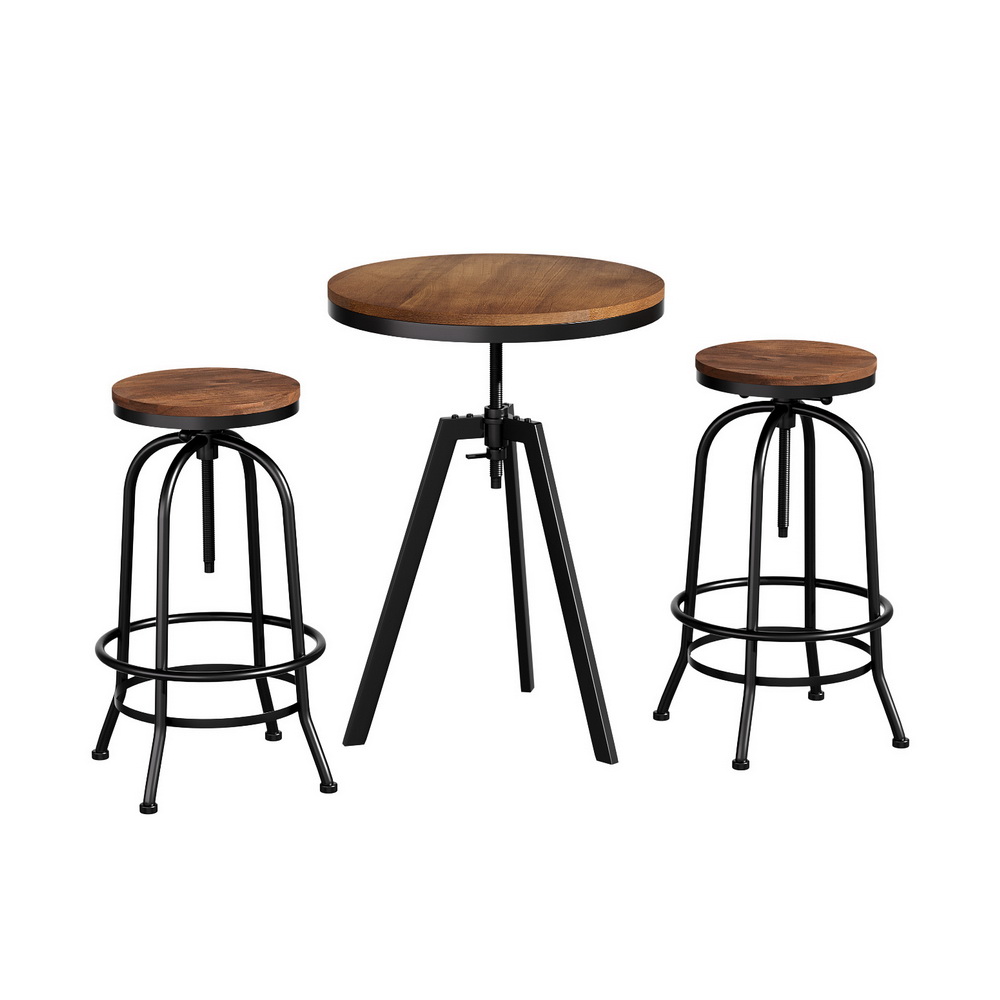 Artiss Industrial Bar Table Stools Set, Steel Fixings