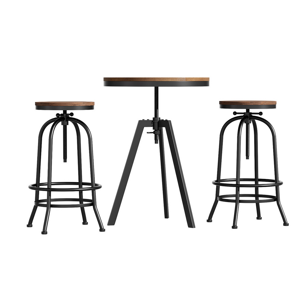 Artiss Industrial Bar Table Stools Set, Steel Fixings view 3