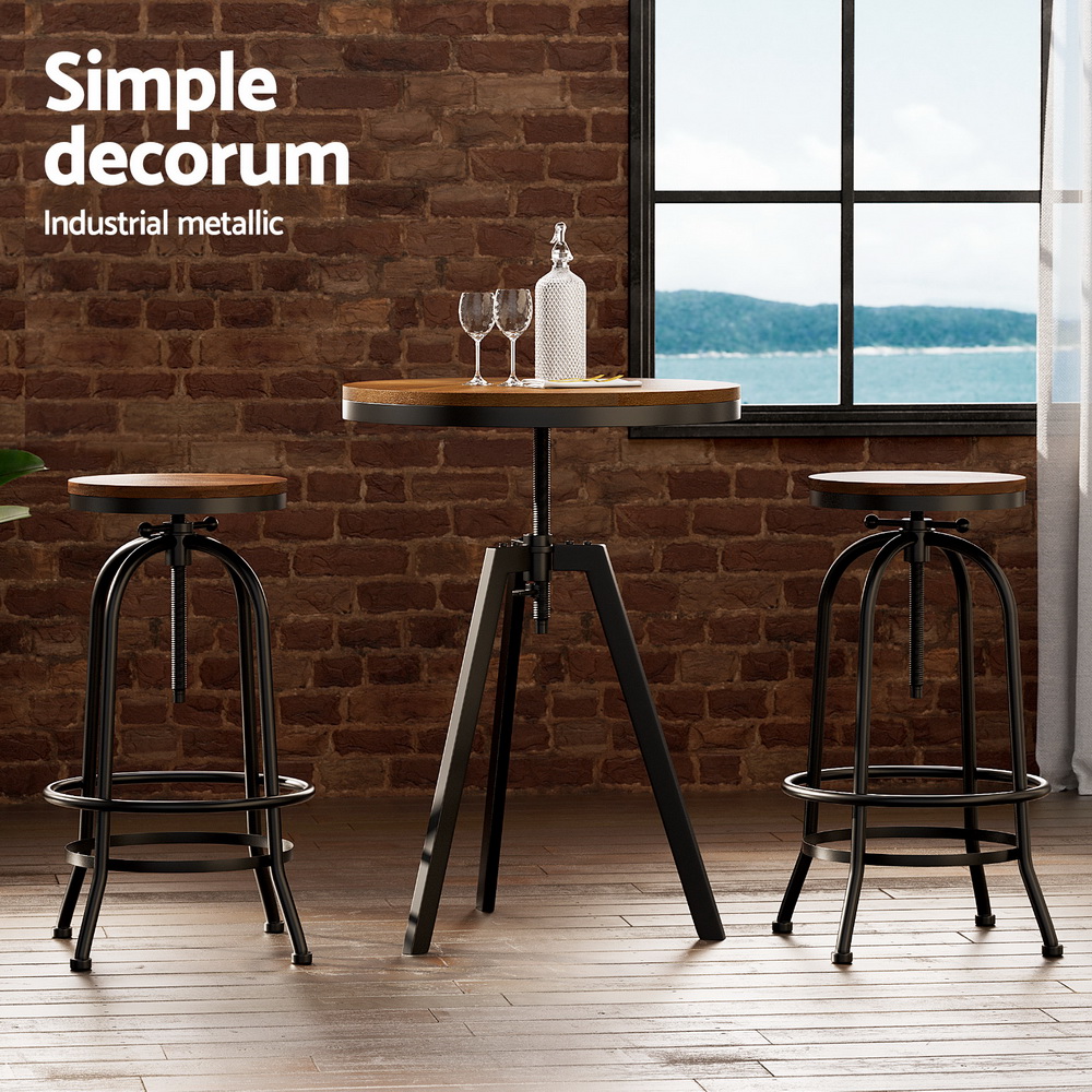 Artiss Industrial Bar Table Stools Set, Steel Fixings view 4