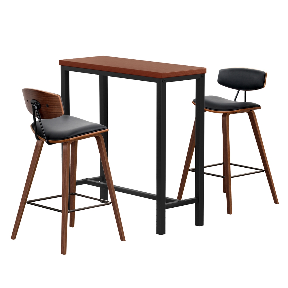 Artiss Bar Table and Stools Set, PU Leather Seats view 3
