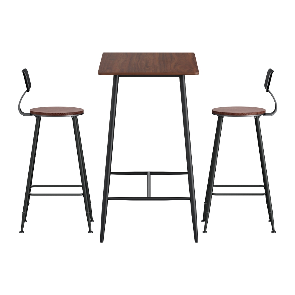 Artiss Bar Table and Stools Set, Wood Grain Top view 4