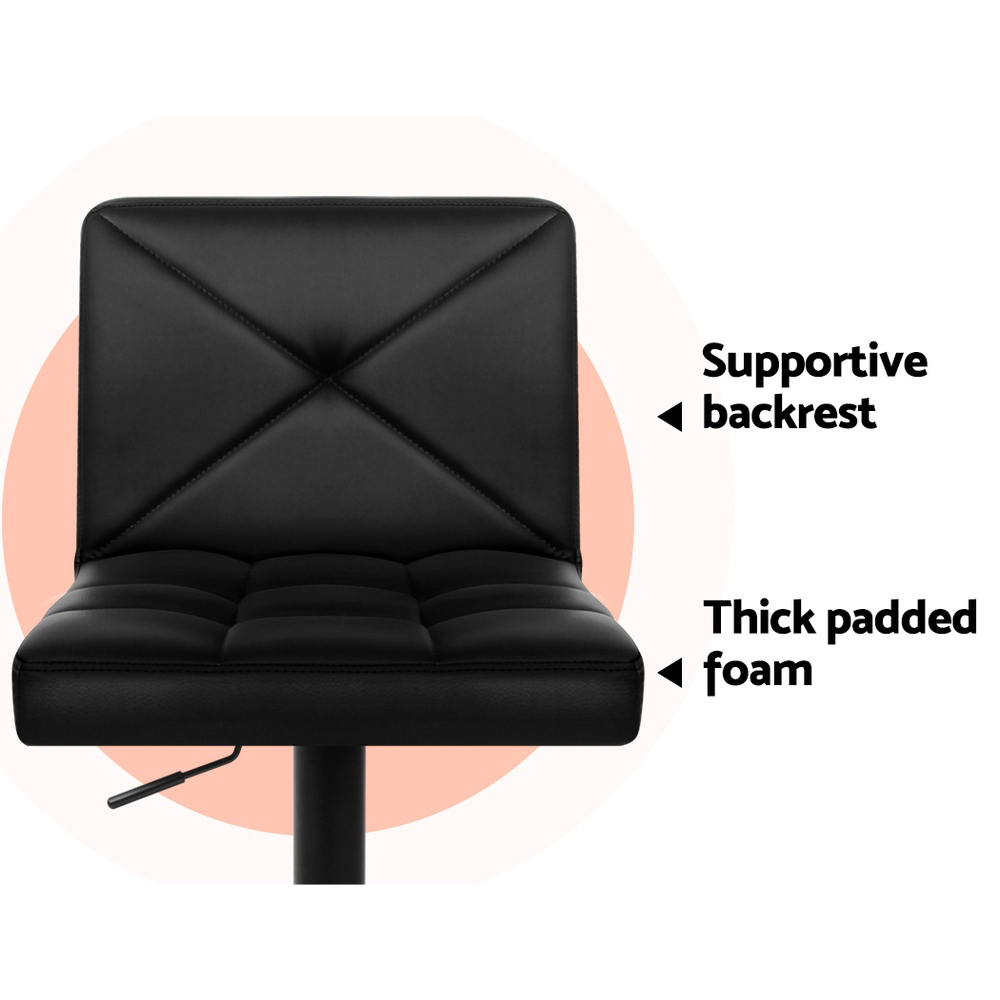 Artiss Bar Stools Swivel PU Leather Black view 4