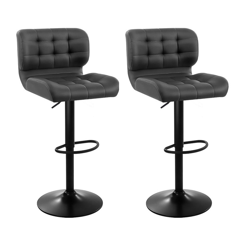 Artiss Gas Lift Leather Bar Stools Grey Set of 2