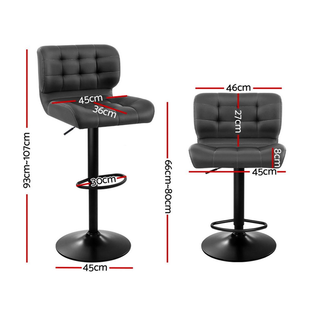 Artiss Gas Lift Leather Bar Stools Grey Set of 2 view 2