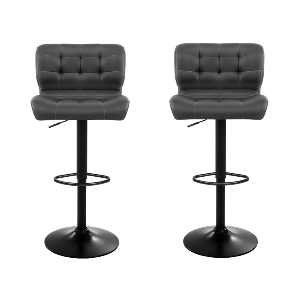 Artiss Gas Lift Leather Bar Stools Grey Set of 2 view 3