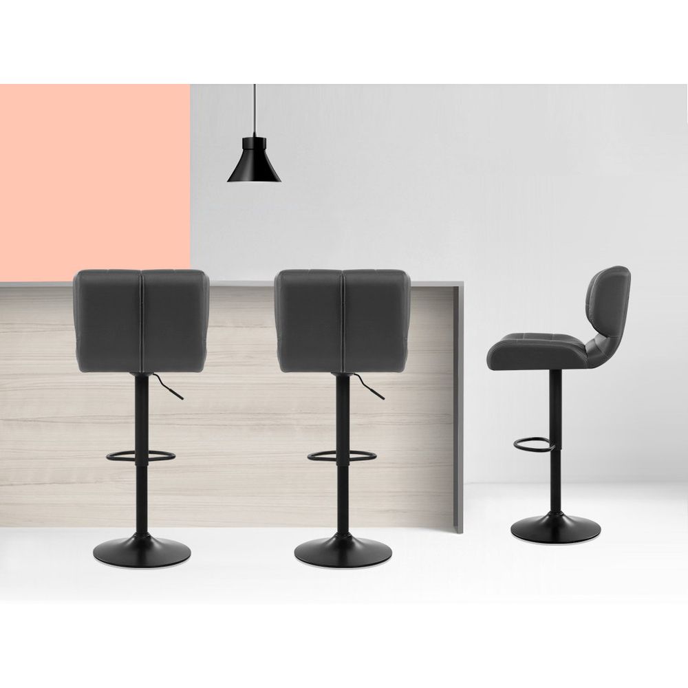 Artiss Gas Lift Leather Bar Stools Grey Set of 2 view 5