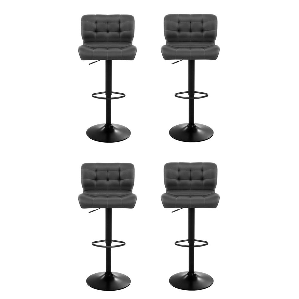Artiss 4x Bar Stools Gas Lift Leather Padded Grey view 3